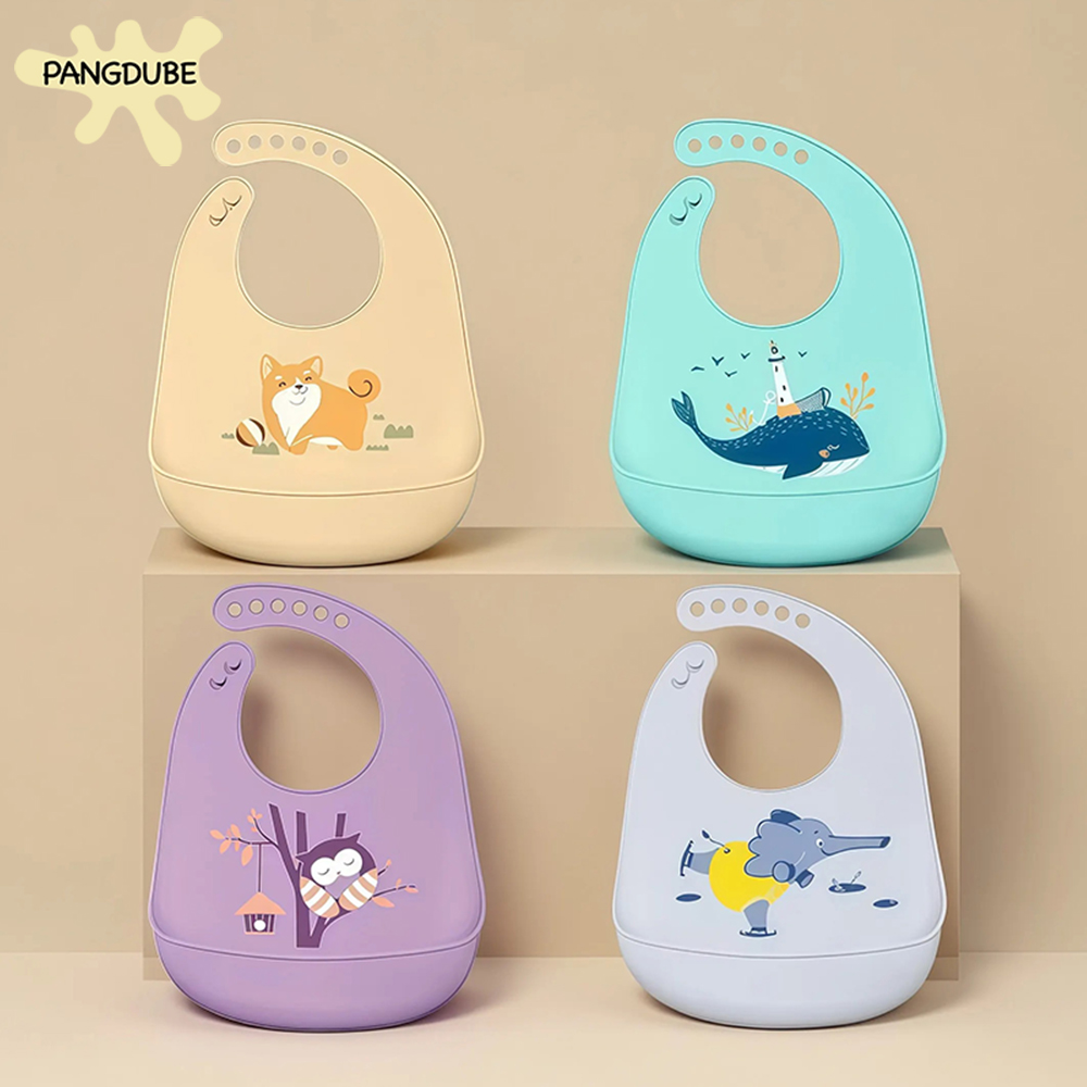 Waterproof Baby Bibs Silicone - PANGDUBE Baby Bibs Waterproof Silicone Adjustable