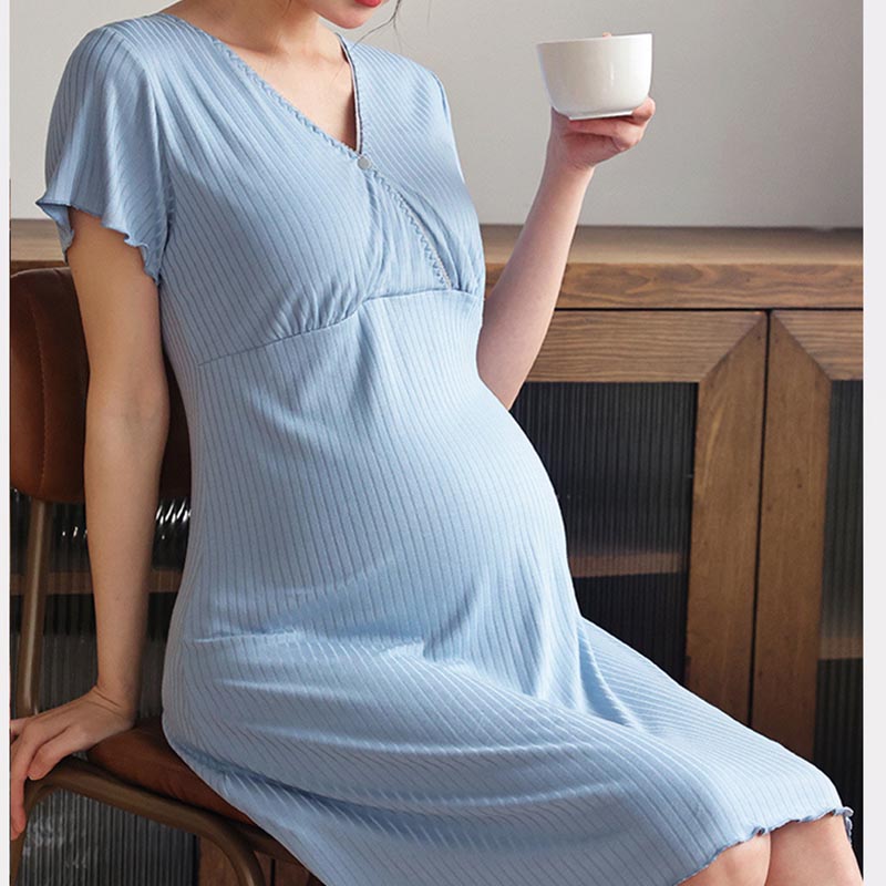 Maternity Wear - Maternity Nursing Nightgown With Padding Summer